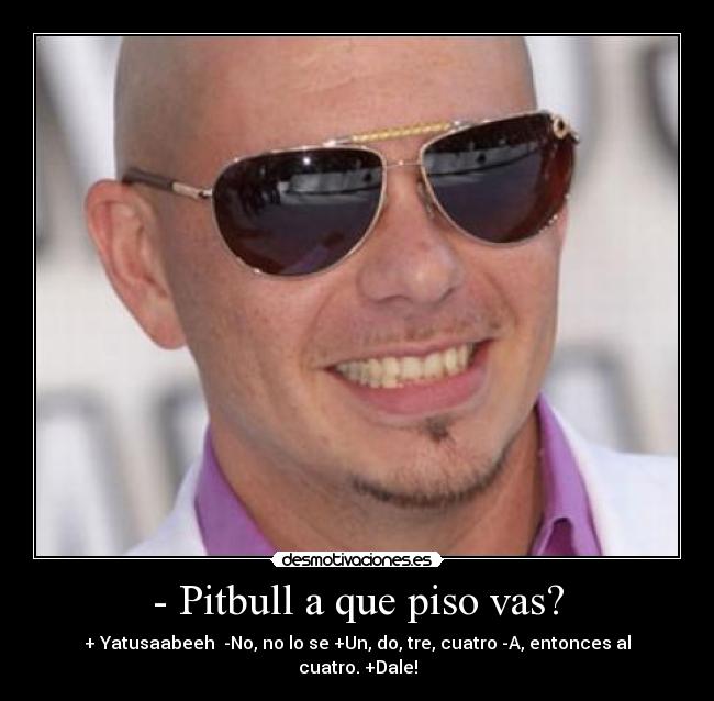 - Pitbull a que piso vas? -