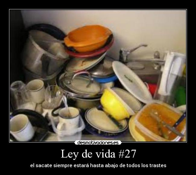 Ley de vida #27 - el sacate siempre estará hasta abajo de todos los trastes