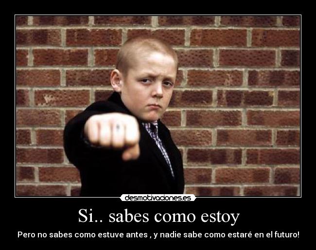 Si.. sabes como estoy - Pero no sabes como estuve antes , y nadie sabe como estaré en el futuro!