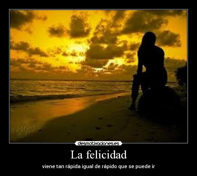 La felicidad - viene tan rápida igual de rápido que se puede ir