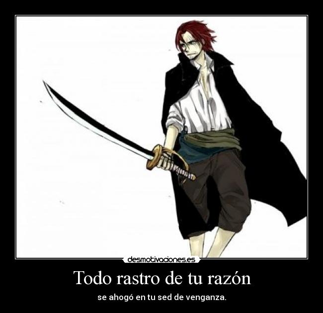 Todo rastro de tu razón - se ahogó en tu sed de venganza.