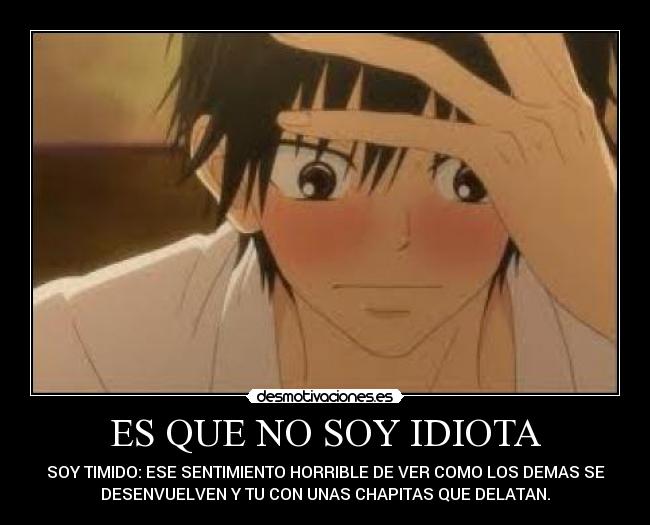 ES QUE NO SOY IDIOTA - SOY TIMIDO: ESE SENTIMIENTO HORRIBLE DE VER COMO LOS DEMAS SE
DESENVUELVEN Y TU CON UNAS CHAPITAS QUE DELATAN.