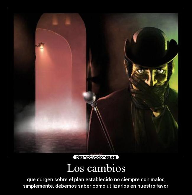 Los cambios - que surgen sobre el plan establecido no siempre son malos,
simplemente, debemos saber como utilizarlos en nuestro favor.