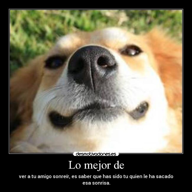 Lo mejor de - ver a tu amigo sonreír, es saber que has sido tu quien le ha sacado
esa sonrisa.