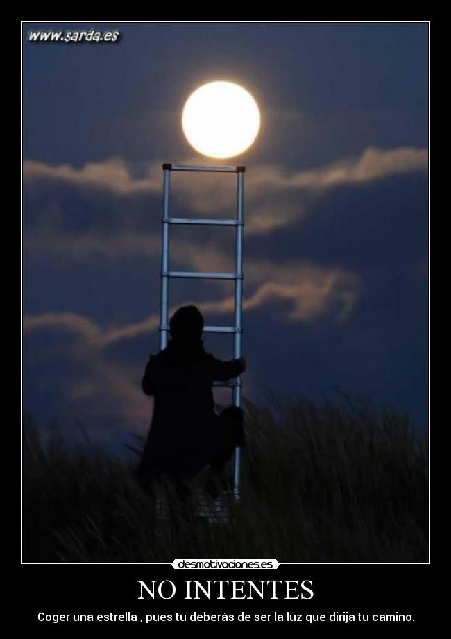 NO INTENTES - Coger una estrella , pues tu deberás de ser la luz que dirija tu camino.
