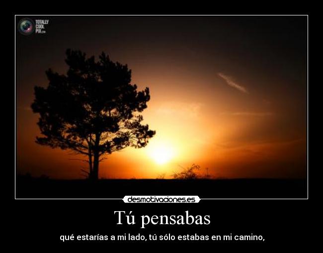 Tú pensabas - qué estarías a mi lado, tú sólo estabas en mi camino,