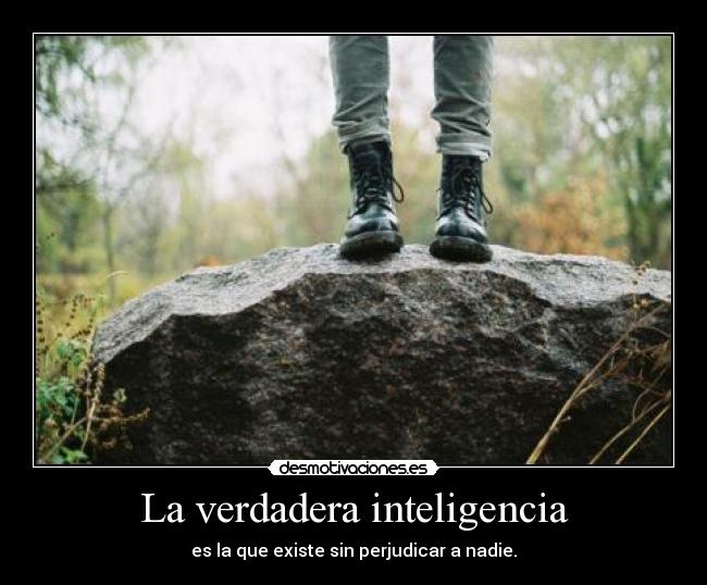 La verdadera inteligencia - es la que existe sin perjudicar a nadie.