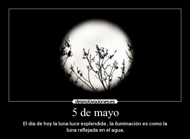 5 de mayo - El día de hoy la luna luce esplendida , la iluminación es como la
luna reflejada en el agua.