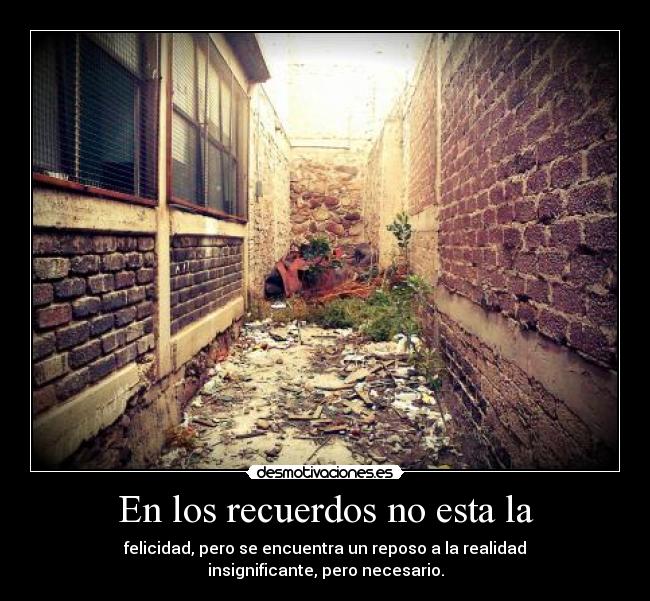 En los recuerdos no esta la - felicidad, pero se encuentra un reposo a la realidad
insignificante, pero necesario.