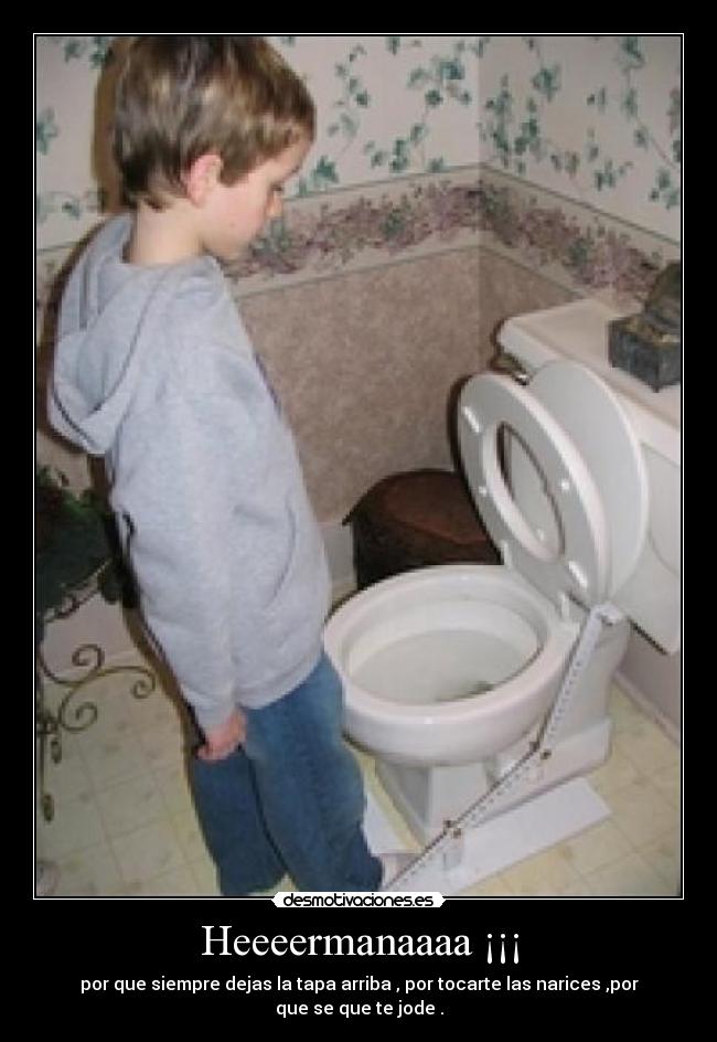 Heeeermanaaaa ¡¡¡ - por que siempre dejas la tapa arriba , por tocarte las narices ,por que se que te jode .