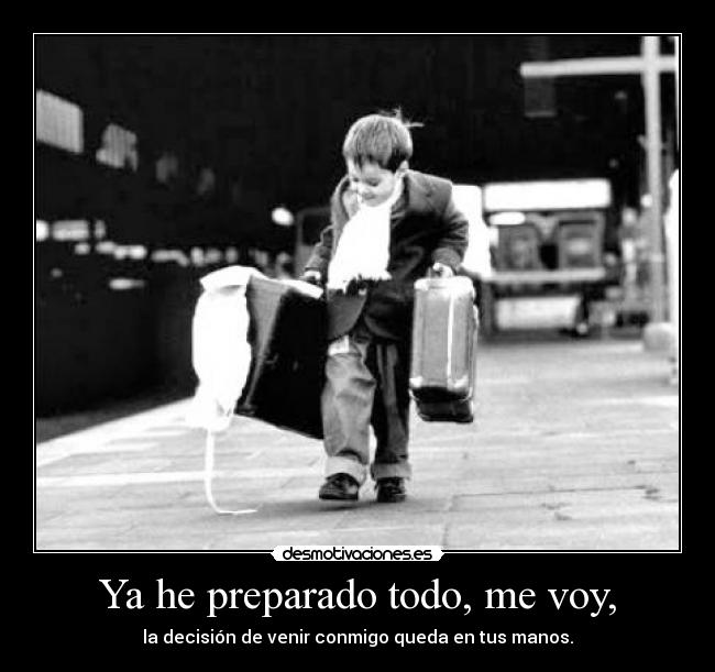 Ya he preparado todo, me voy, - la decisión de venir conmigo queda en tus manos.