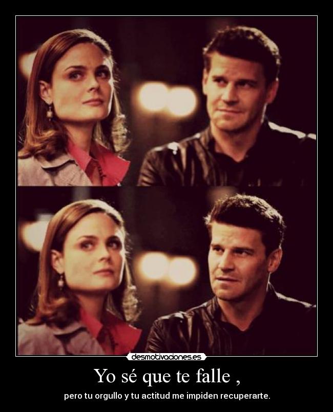 Yo sé que te falle , - pero tu orgullo y tu actitud me impiden recuperarte.