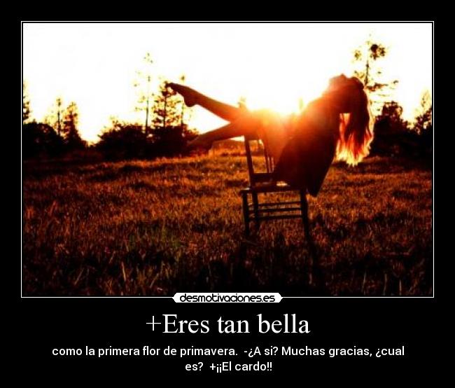 +Eres tan bella - como la primera flor de primavera. -¿A si? Muchas gracias, ¿cual es? +¡¡El cardo!!