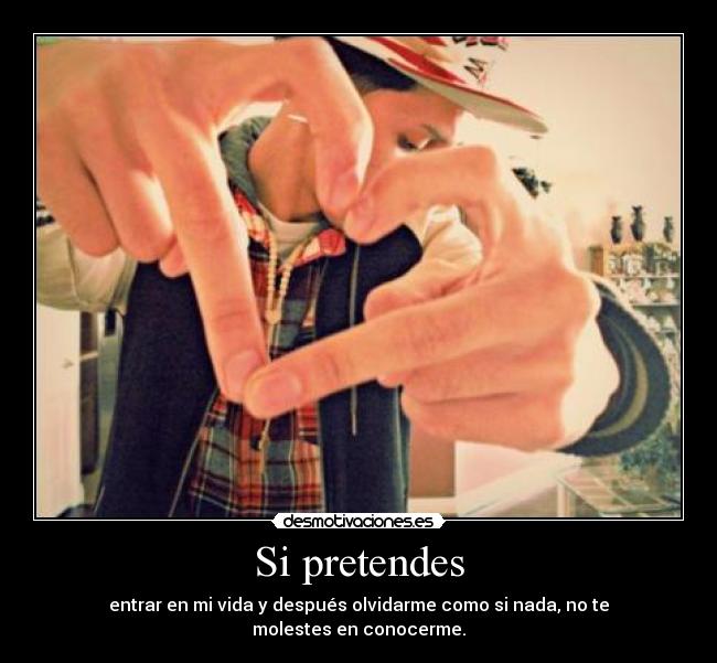 Si pretendes - entrar en mi vida y después olvidarme como si nada, no te
molestes en conocerme.