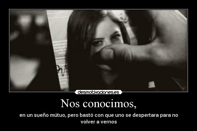Nos conocimos, - en un sueño mútuo, pero bastó con que uno se despertara para no volver a vernos