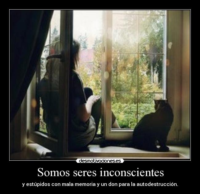 Somos seres inconscientes - y estúpidos con mala memoria y un don para la autodestrucción.
