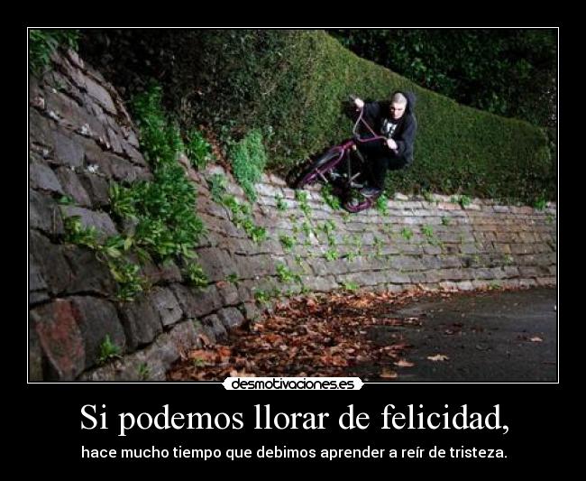 Si podemos llorar de felicidad, - hace mucho tiempo que debimos aprender a reír de tristeza.