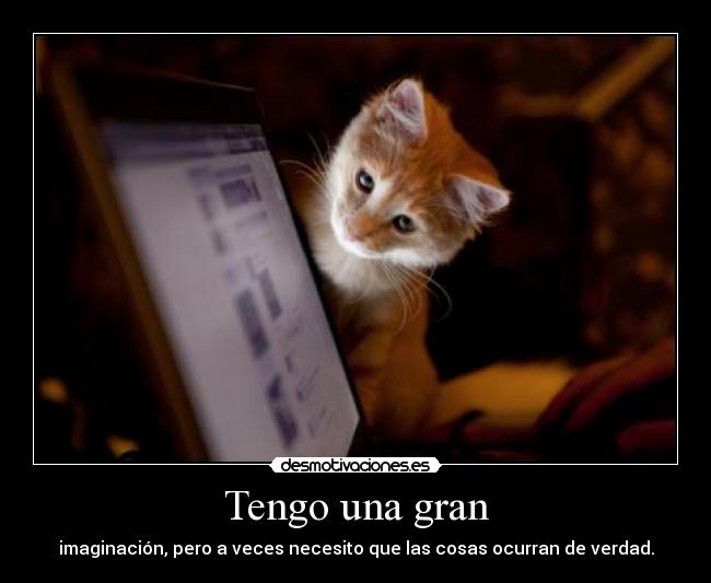 Tengo una gran - imaginación, pero a veces necesito que las cosas ocurran de verdad.