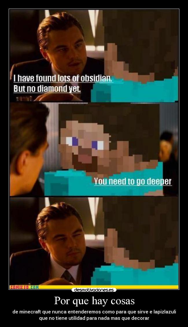 carteles minecraft lapizlazuli leonardo dicaprio desmotivaciones