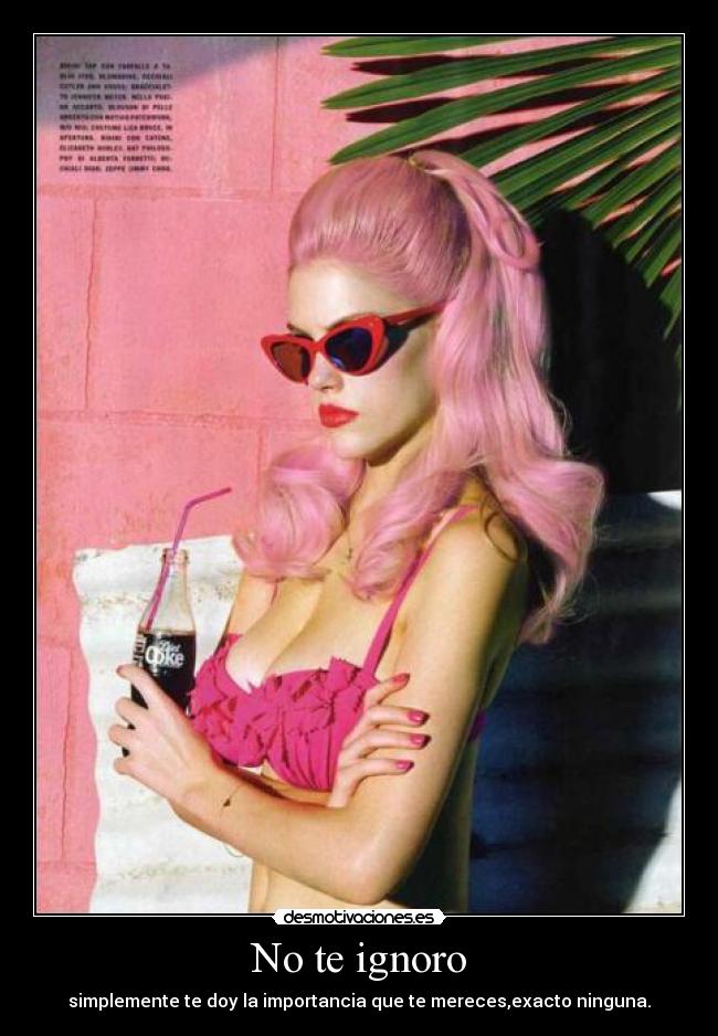 No te ignoro - simplemente te doy la importancia que te mereces,exacto ninguna.
