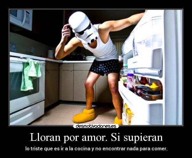 Lloran por amor. Si supieran - lo triste que es ir a la cocina y no encontrar nada para comer.