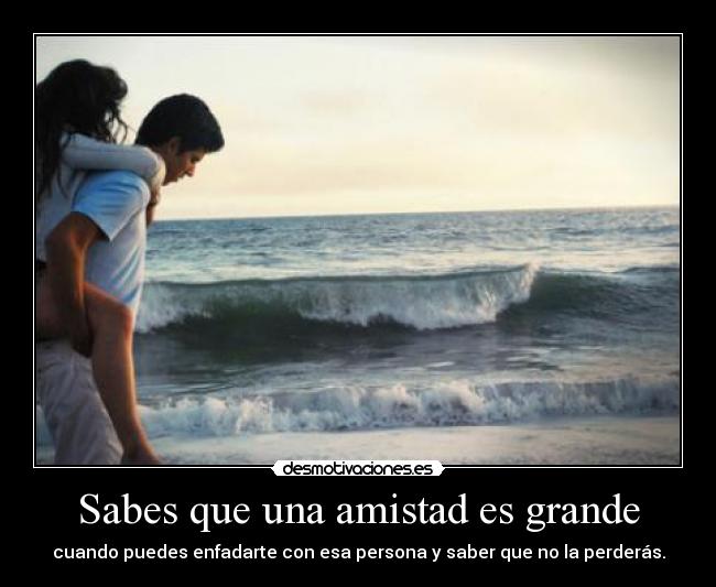 Sabes que una amistad es grande -