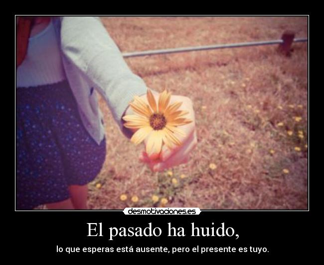 El pasado ha huido, - lo que esperas está ausente, pero el presente es tuyo.