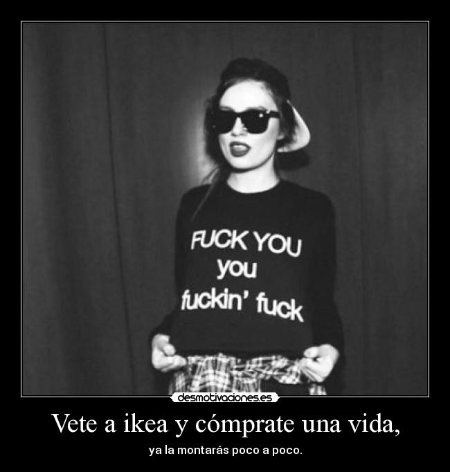 Vete a ikea y cómprate una vida, - ya la montarás poco a poco.