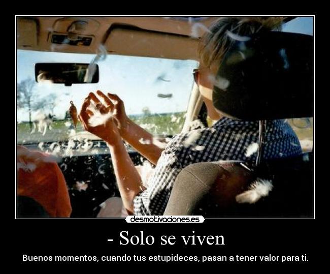 - Solo se viven - Buenos momentos, cuando tus estupideces, pasan a tener valor para ti.