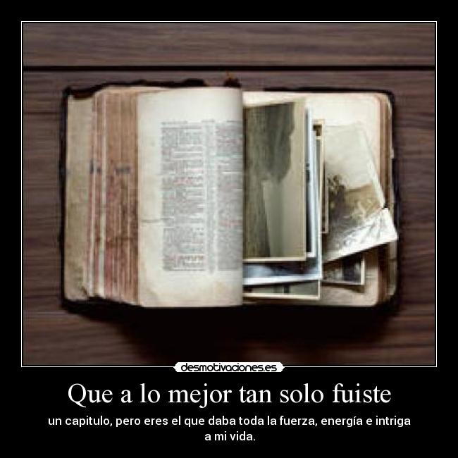 Que a lo mejor tan solo fuiste - un capitulo, pero eres el que daba toda la fuerza, energía e intriga a mi vida.