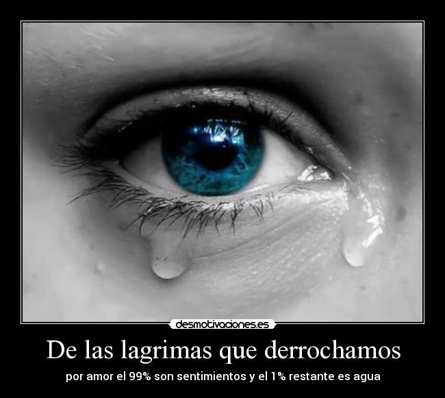 De las lagrimas que derrochamos - por amor el 99% son sentimientos y el 1% restante es agua