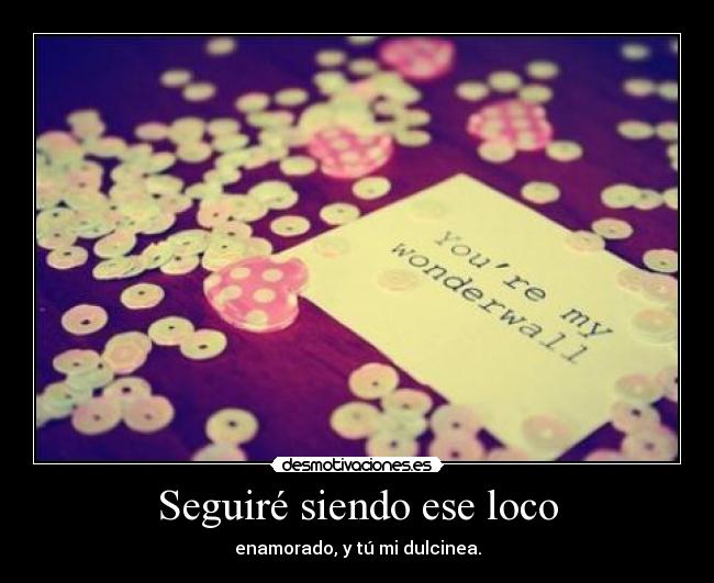 Seguiré siendo ese loco - enamorado, y tú mi dulcinea.