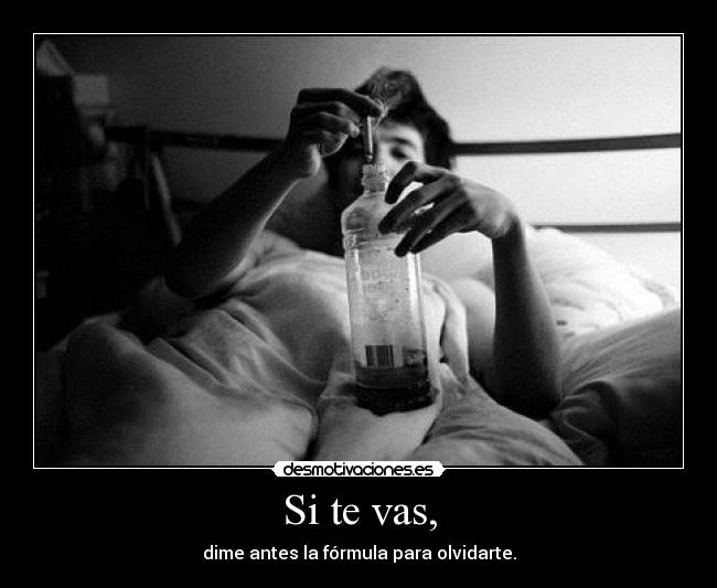 Si te vas, - dime antes la fórmula para olvidarte.