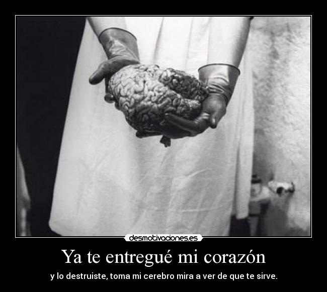 Ya te entregué mi corazón - y lo destruiste, toma mi cerebro mira a ver de que te sirve.