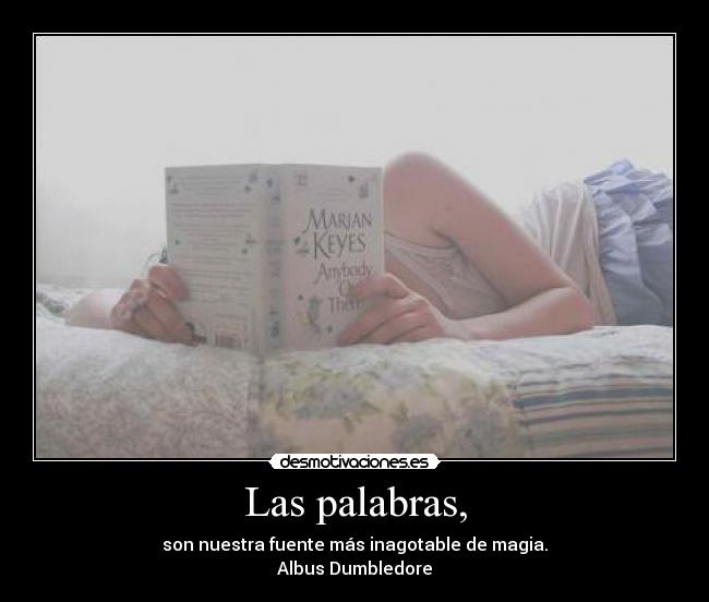 Las palabras, - son nuestra fuente más inagotable de magia.
Albus Dumbledore