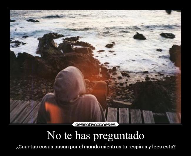 No te has preguntado - ¿Cuantas cosas pasan por el mundo mientras tu respiras y lees esto?