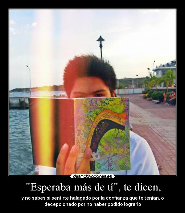 Esperaba más de tí, te dicen, - y no sabes si sentirte halagado por la confianza que te tenían, o
decepcionado por no haber podido lograrlo