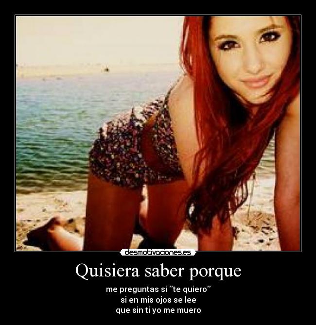 Quisiera saber porque - me preguntas si te quiero
si en mis ojos se lee
que sin ti yo me muero