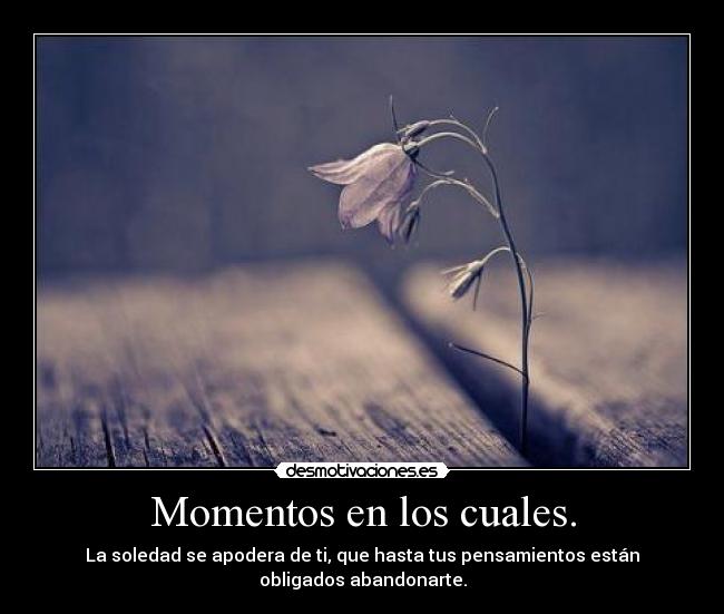 Momentos en los cuales. - La soledad se apodera de ti, que hasta tus pensamientos están obligados abandonarte.