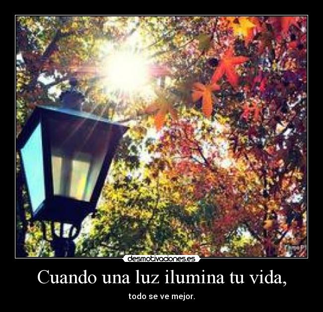 Cuando una luz ilumina tu vida, - todo se ve mejor.