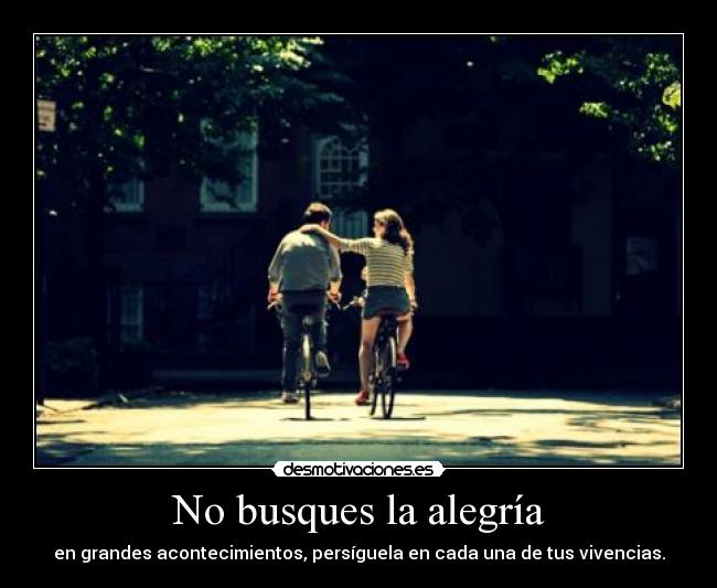 No busques la alegría - en grandes acontecimientos, persíguela en cada una de tus vivencias.