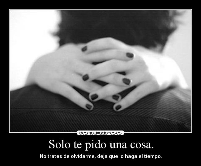 Solo te pido una cosa. - No trates de olvidarme, deja que lo haga el tiempo.