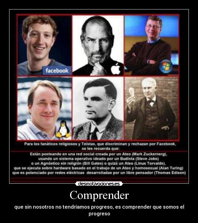 Comprender - que sin nosotros no tendríamos progreso, es comprender que somos el progreso