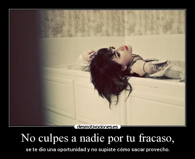 No culpes a nadie por tu fracaso, - se te dio una oportunidad y no supiste cómo sacar provecho.