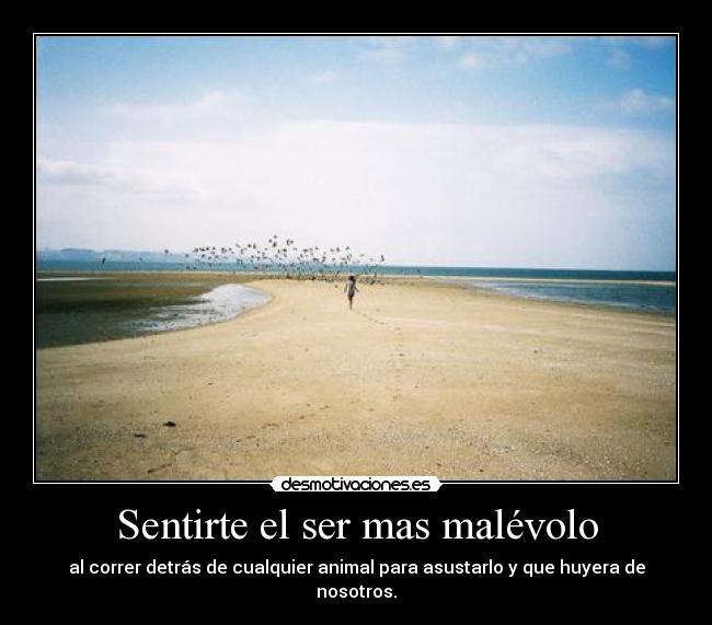 Sentirte el ser mas malévolo - al correr detrás de cualquier animal para asustarlo y que huyera de nosotros.