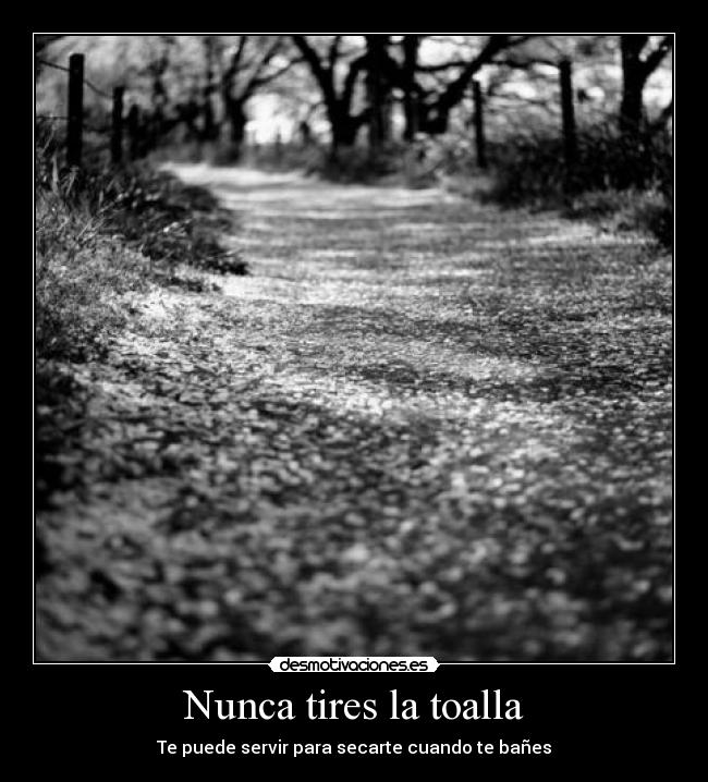 Nunca tires la toalla - Te puede servir para secarte cuando te bañes