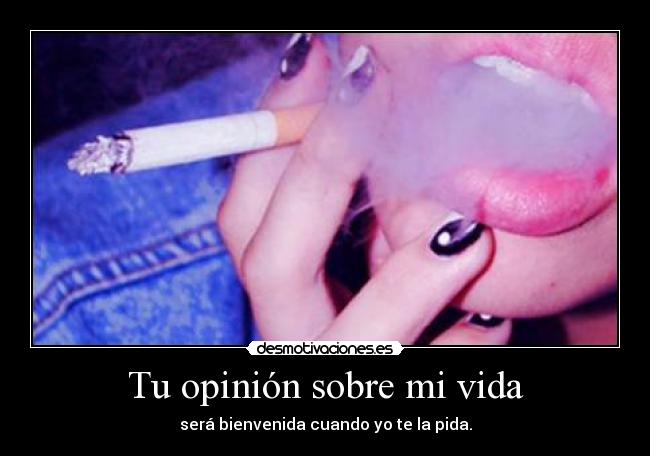 Tu opinión sobre mi vida - será bienvenida cuando yo te la pida.