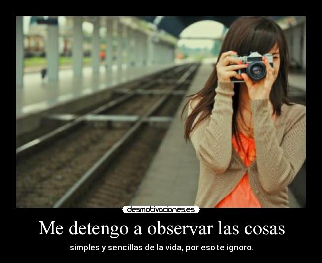 Me detengo a observar las cosas - simples y sencillas de la vida, por eso te ignoro.