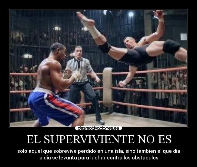 EL SUPERVIVIENTE NO ES - solo aquel que sobrevive perdido en una isla, sino tambien el que dia
a dia se levanta para luchar contra los obstaculos
