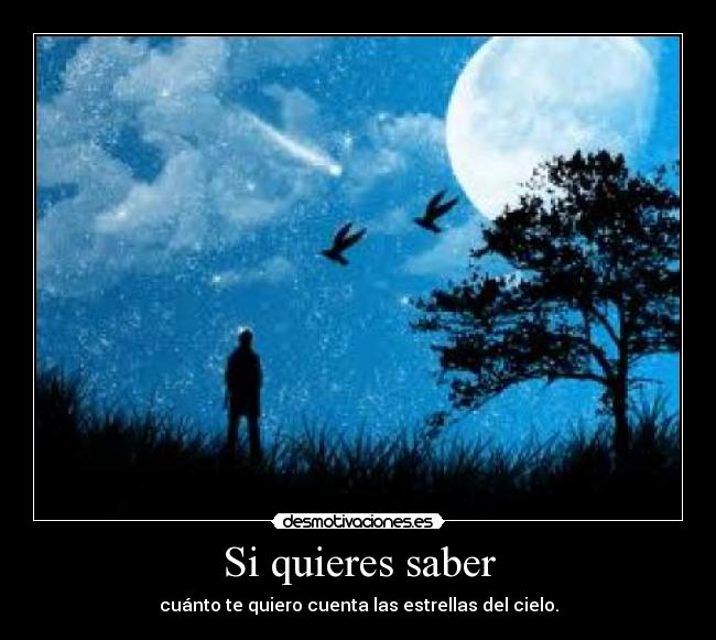Si quieres saber - cuánto te quiero cuenta las estrellas del cielo.